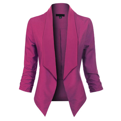 Women’s Open Front Draped Blazer Long Sleeve Office Wear