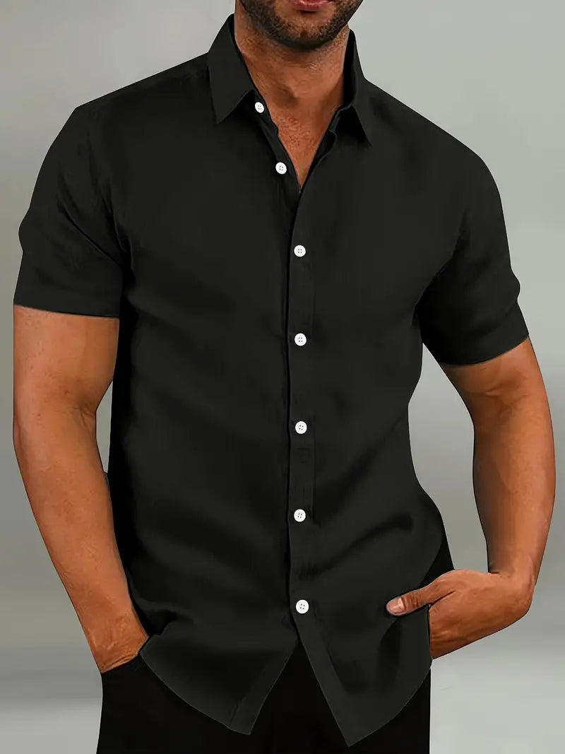 Men's Lightweight Button-Down Shirt with Short Sleeves