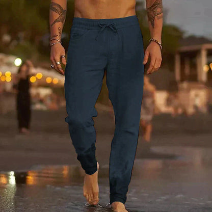 Men's Relaxed Linen Pants with Casual Cut for Breathability