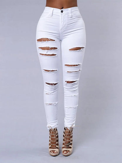 Women's Skinny High-Waisted Ripped Jeans