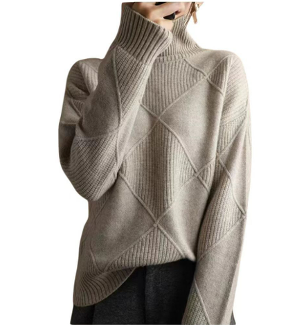 Alivia - Women's Cozy Cable Knit Cashmere Turtleneck Jumper | Ideal for Winter