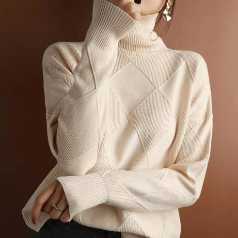 Alivia - Women's Cozy Cable Knit Cashmere Turtleneck Jumper | Ideal for Winter