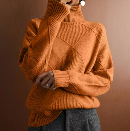 Alivia - Women's Cozy Cable Knit Cashmere Turtleneck Jumper | Ideal for Winter