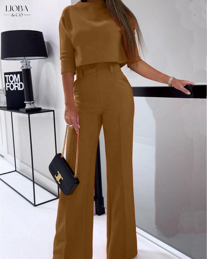 Women's Modern Cropped Top and High-waist Pants Co ord Set | Ideal for Spring/Summer