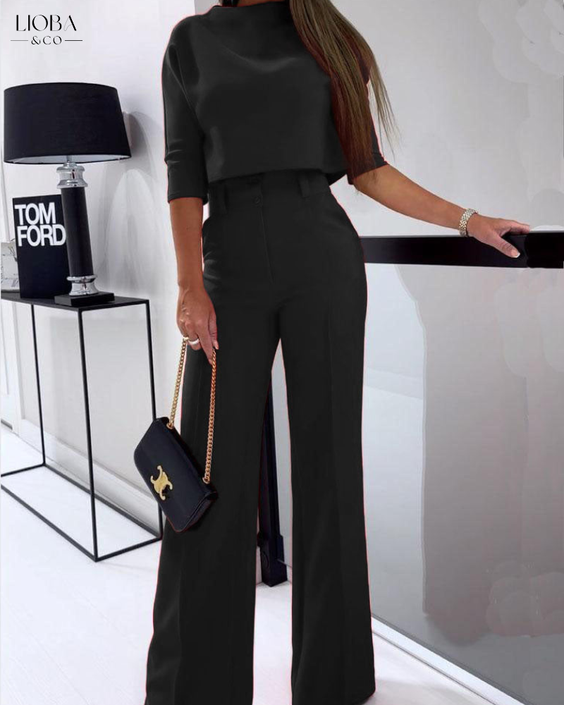 Women's Modern Cropped Top and High-waist Pants Co ord Set | Ideal for Spring/Summer