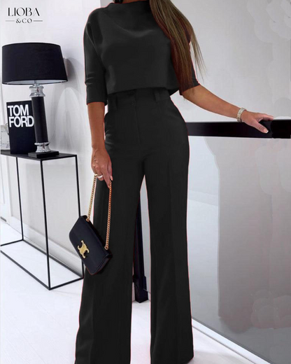 Women's Modern Cropped Top and High-waist Pants Co ord Set | Ideal for Spring/Summer