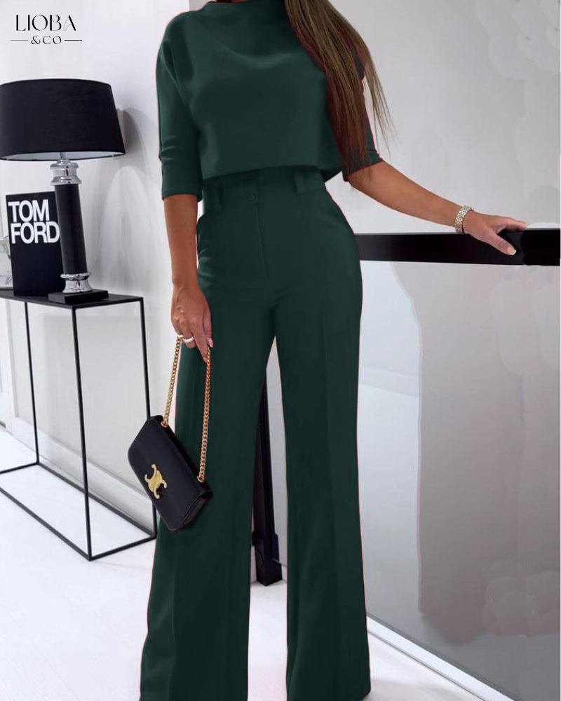 Women's Modern Cropped Top and High-waist Pants Co ord Set | Ideal for Spring/Summer