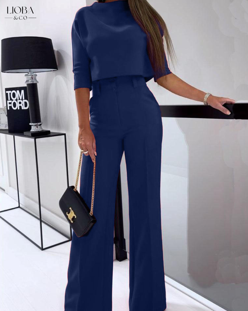 Women's Modern Cropped Top and High-waist Pants Co ord Set | Ideal for Spring/Summer