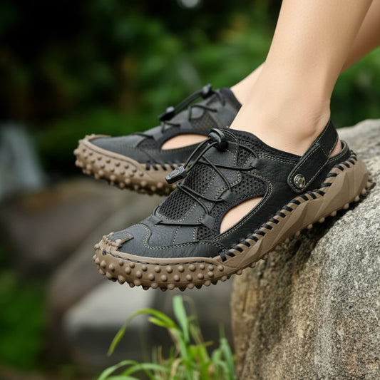 Men's Sandals Outdoor Leather Breathable Closed Toe | Hiking Sandals