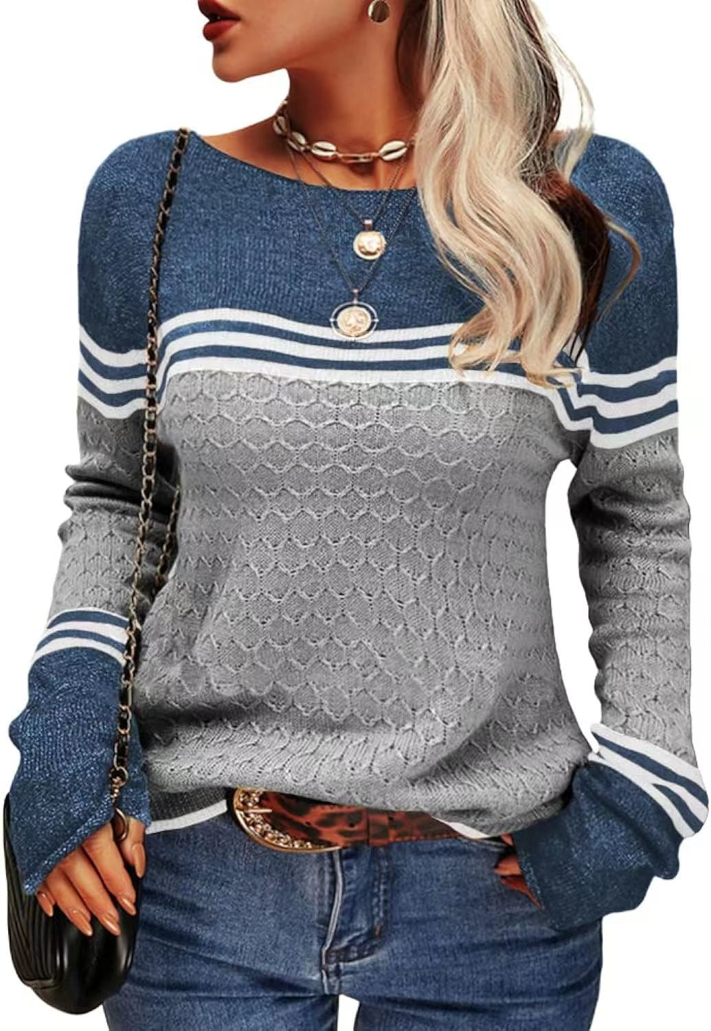 Women's Modern Knitted Sweater with Casual Round Neck | Ideal for Autumn/Winter