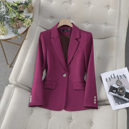 Women's Elegant Ribbed Blazer with Button and Pockets in Solid Colour  |  Perfect for Casual Days