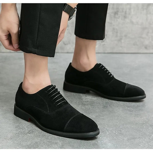 Men's Elegant High-Top Vegan Leather Shoes with Sturdy Sole | Ideal for All Seasons & Formal Occasions