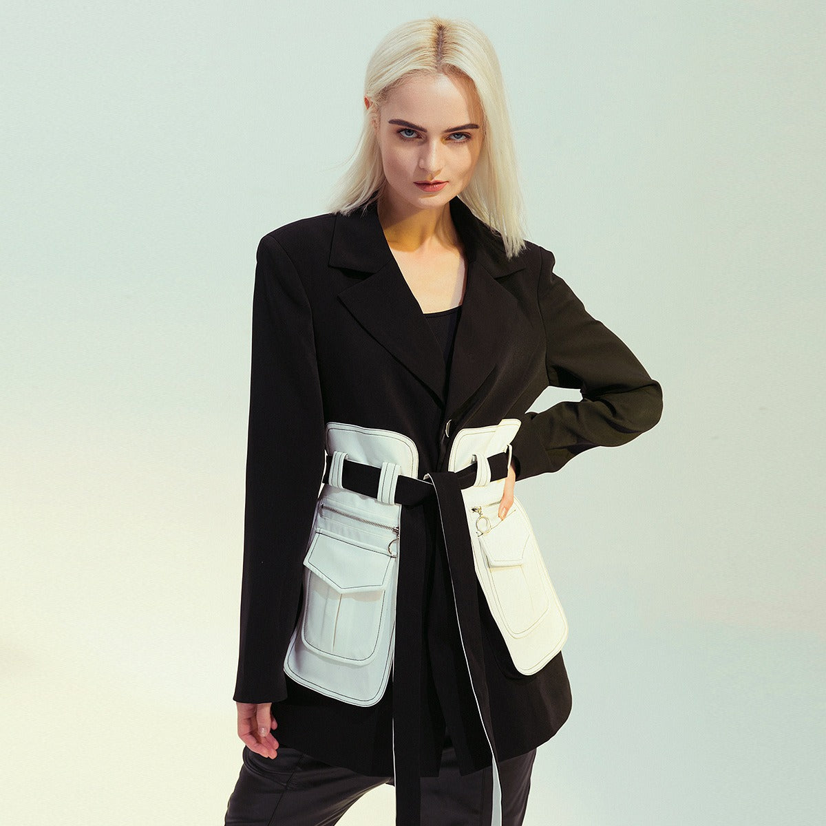 Trench Coat With British Style And Polyester Fabric Elegant French Inspired Color Block For Women | Chic French-Inspired Style for Everyday Wear