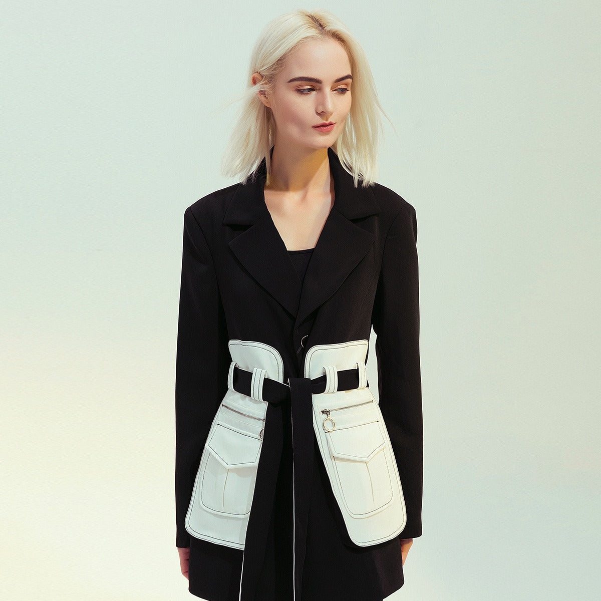 Trench Coat With British Style And Polyester Fabric Elegant French Inspired Color Block For Women | Chic French-Inspired Style for Everyday Wear