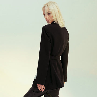 Trench Coat With British Style And Polyester Fabric Elegant French Inspired Color Block For Women | Chic French-Inspired Style for Everyday Wear