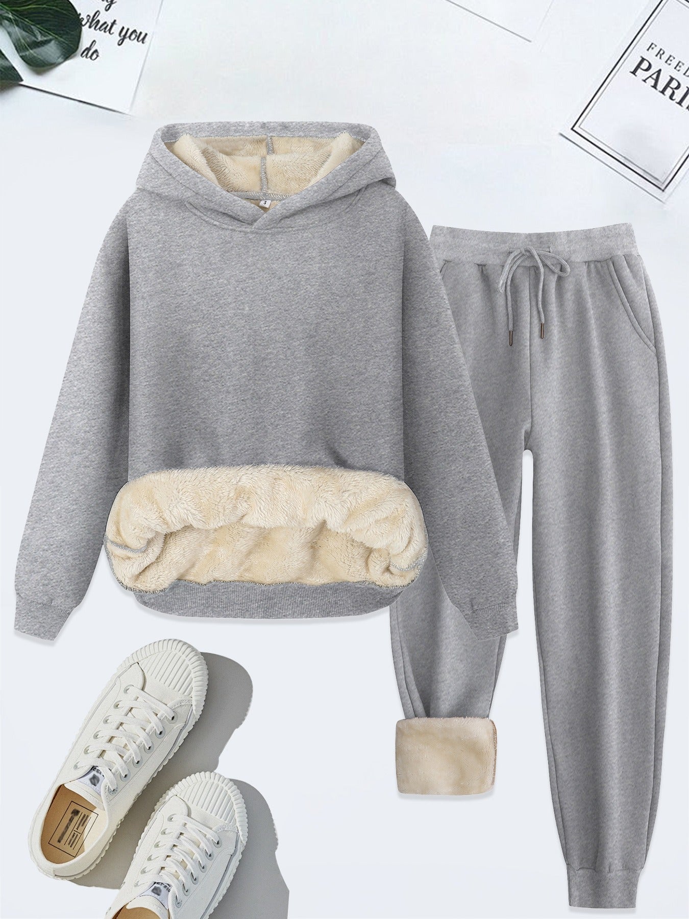 Women's Casual Warm Hooded Sweater & Joggers Tracksuit Set with 'New York' Print | Perfect for Casual Days
