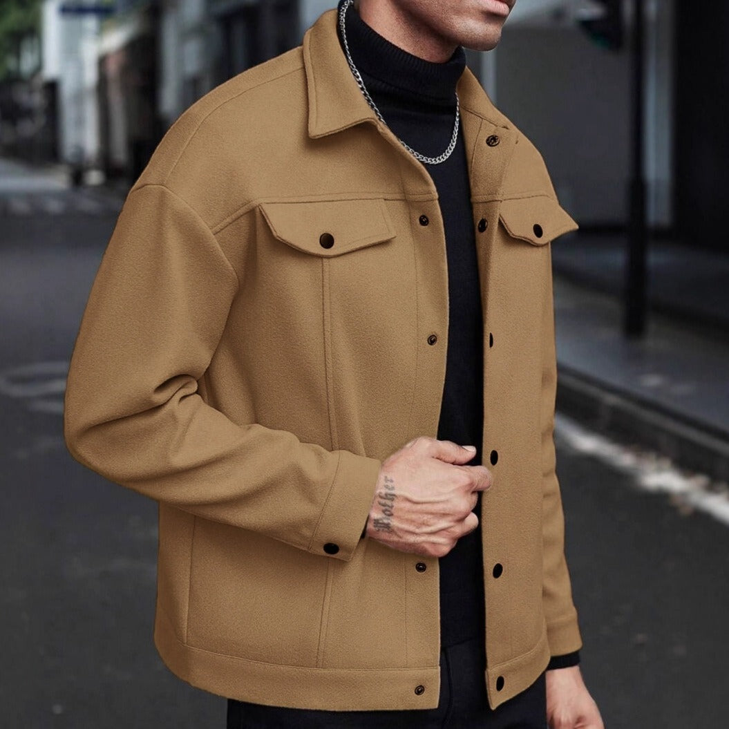 Casual Fleece Print Long Sleeve Winter Jacket For Men | Perfect for Casual Days