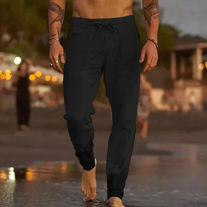 Men's Relaxed Linen Pants with Casual Cut for Breathability