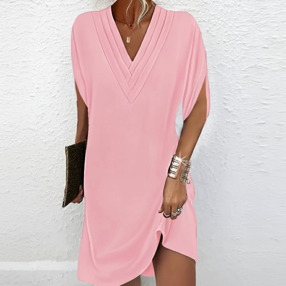Women's Summer Dress V Neck Split Sleeve | Casual Chic Dress