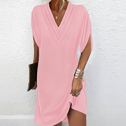 Women's Summer Dress V Neck Split Sleeve | Casual Chic Dress
