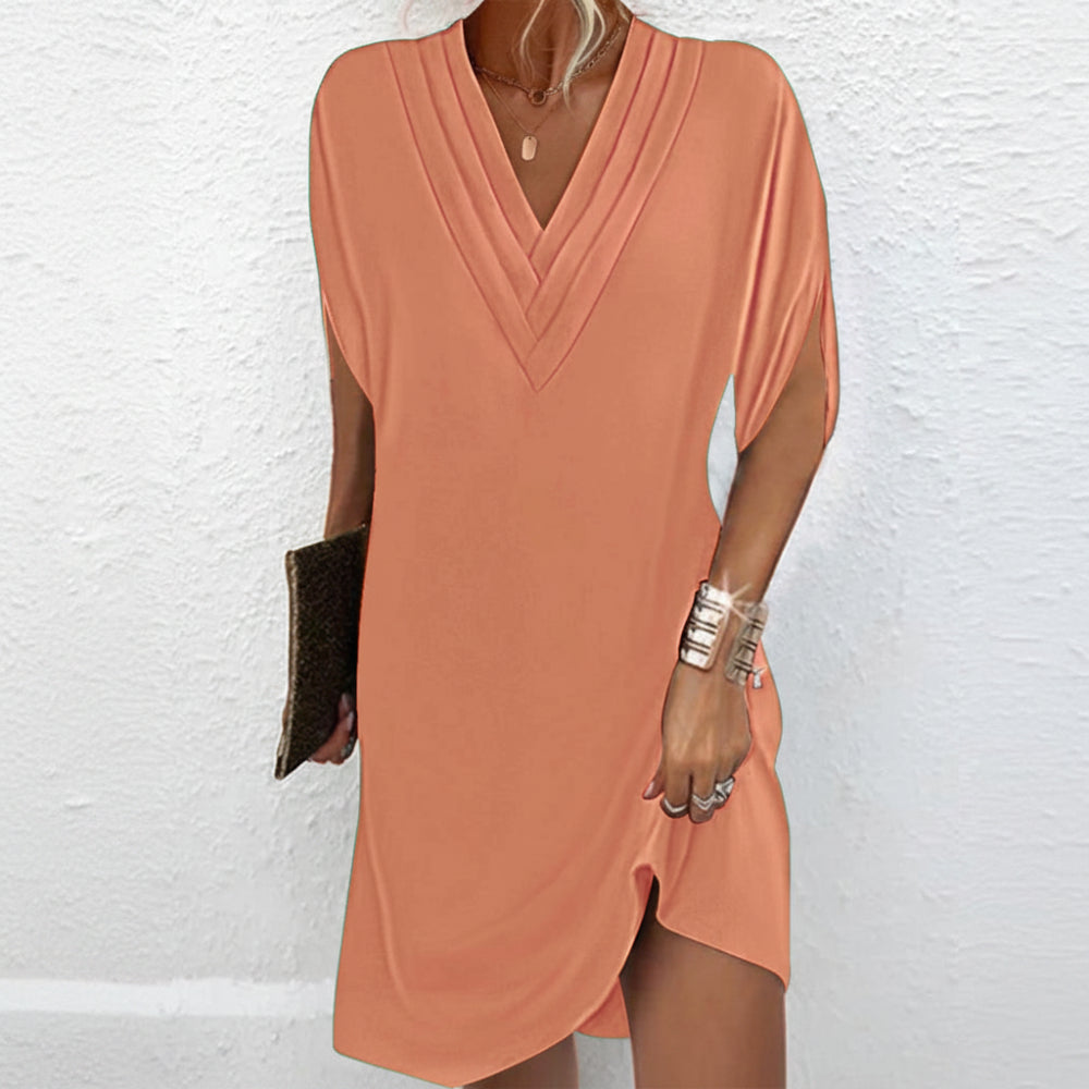 Women's Summer Dress V Neck Split Sleeve | Casual Chic Dress