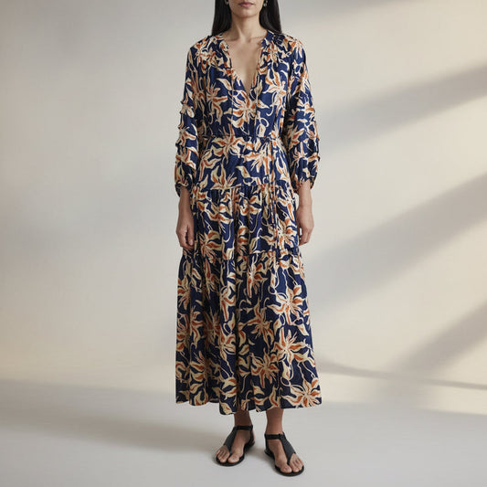 Women's Summer Dress Long Sleeve | Printed Maxi Dress