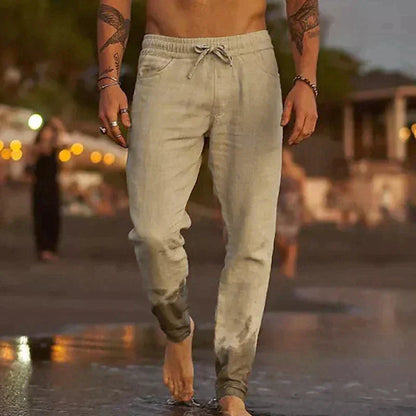 Men's Relaxed Linen Pants with Casual Cut for Breathability