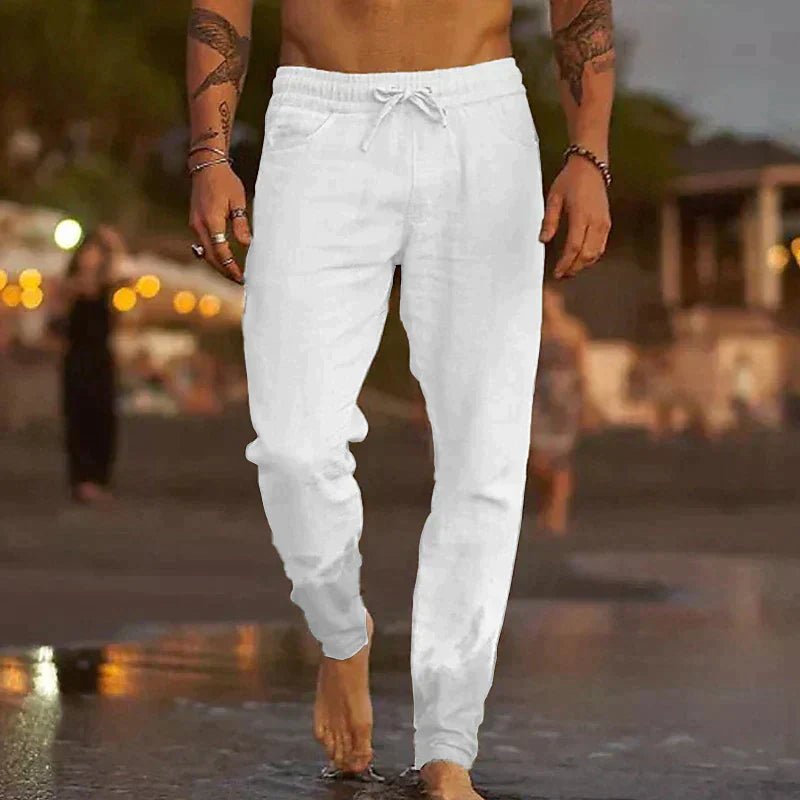 Men's Relaxed Linen Pants with Casual Cut for Breathability