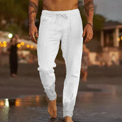 Men's Relaxed Linen Pants with Casual Cut for Breathability