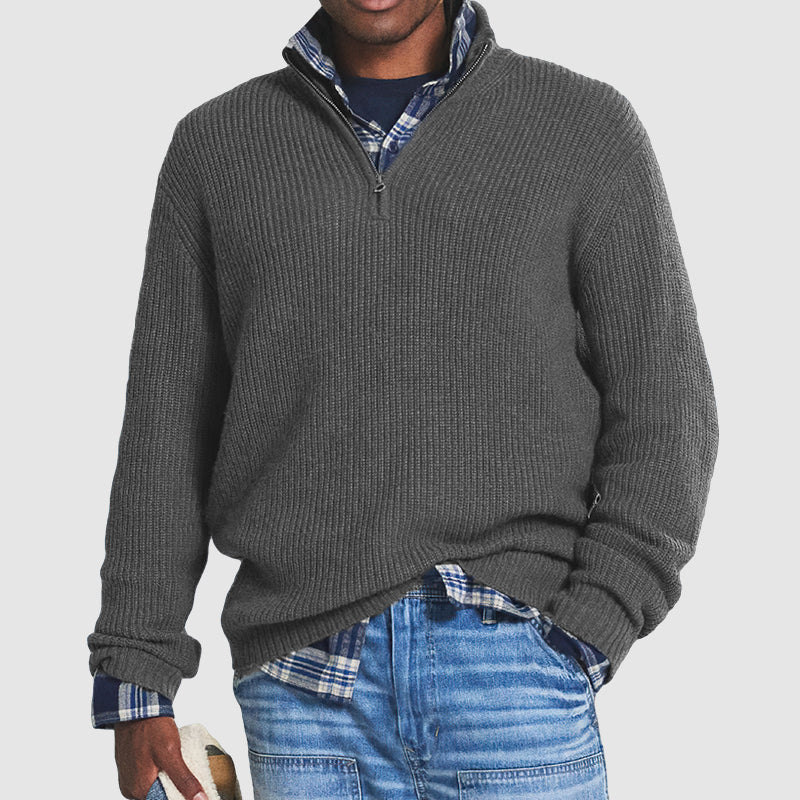 Toby - Men's Vintage Solid-Colour Cashmere Quarter Zip Jumper