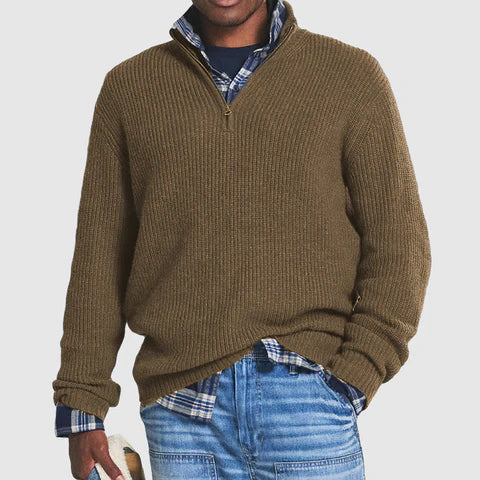 Toby - Men's Vintage Solid-Colour Cashmere Quarter Zip Jumper