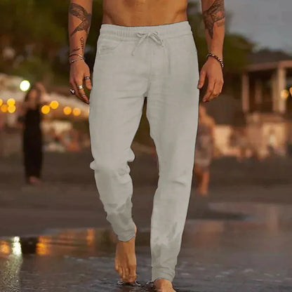Men's Relaxed Linen Pants with Casual Cut for Breathability