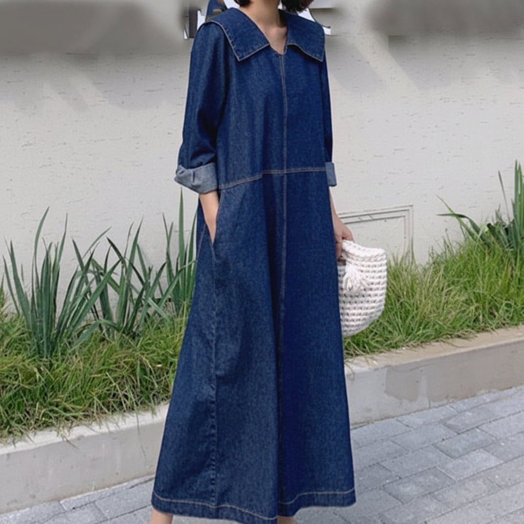 Women's Summer Blue Long Sleeve Dress | Casual Dress - Image 2