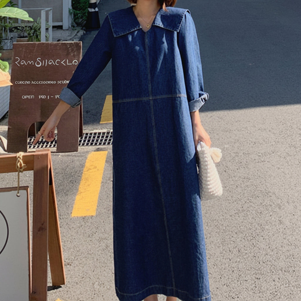 Women's Summer Blue Long Sleeve Dress | Casual Dress - Image 3