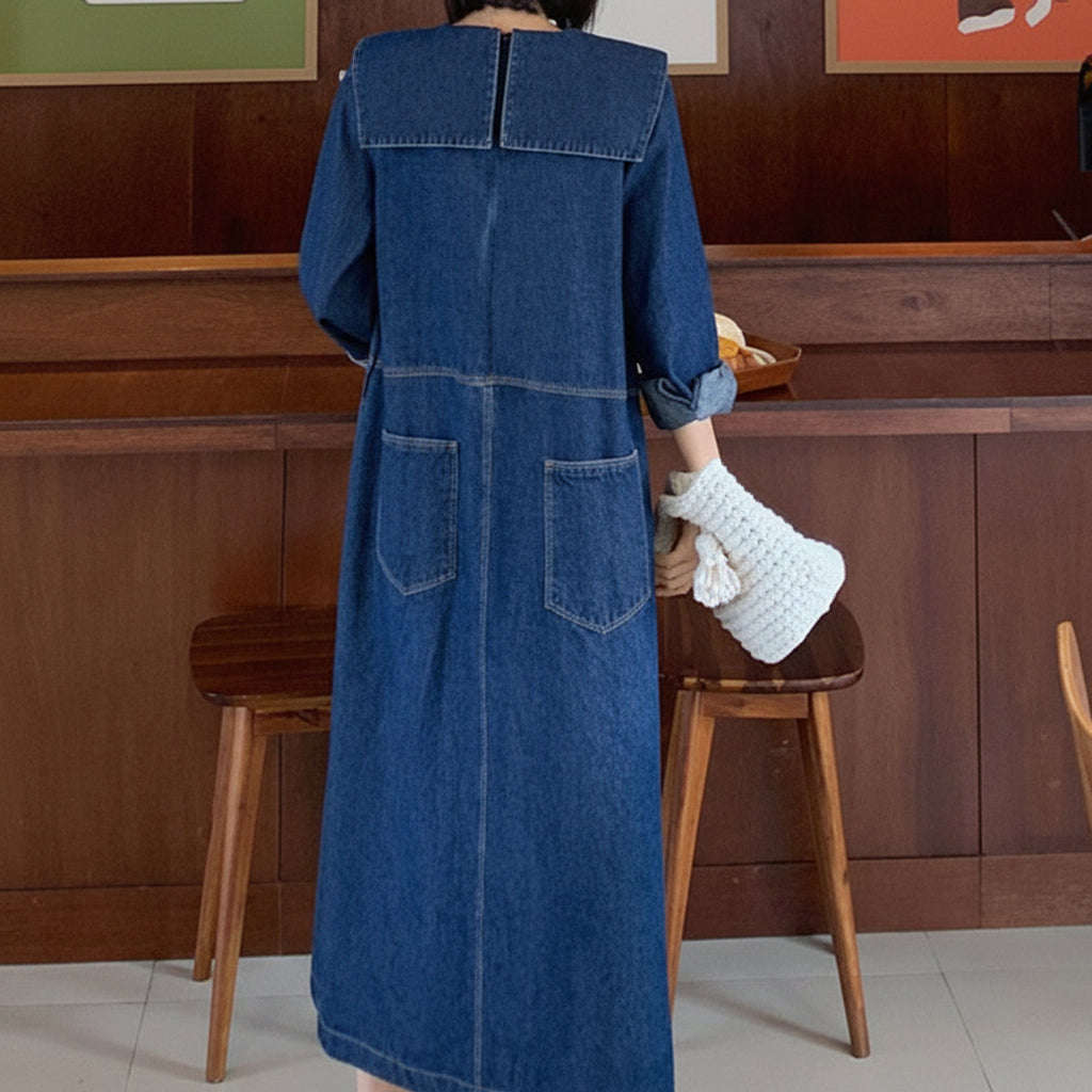 Women's Summer Blue Long Sleeve Dress | Casual Dress - Image 5