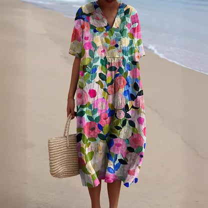Women's Summer Casual Dress V-Neck | Floral Dress - Image 1