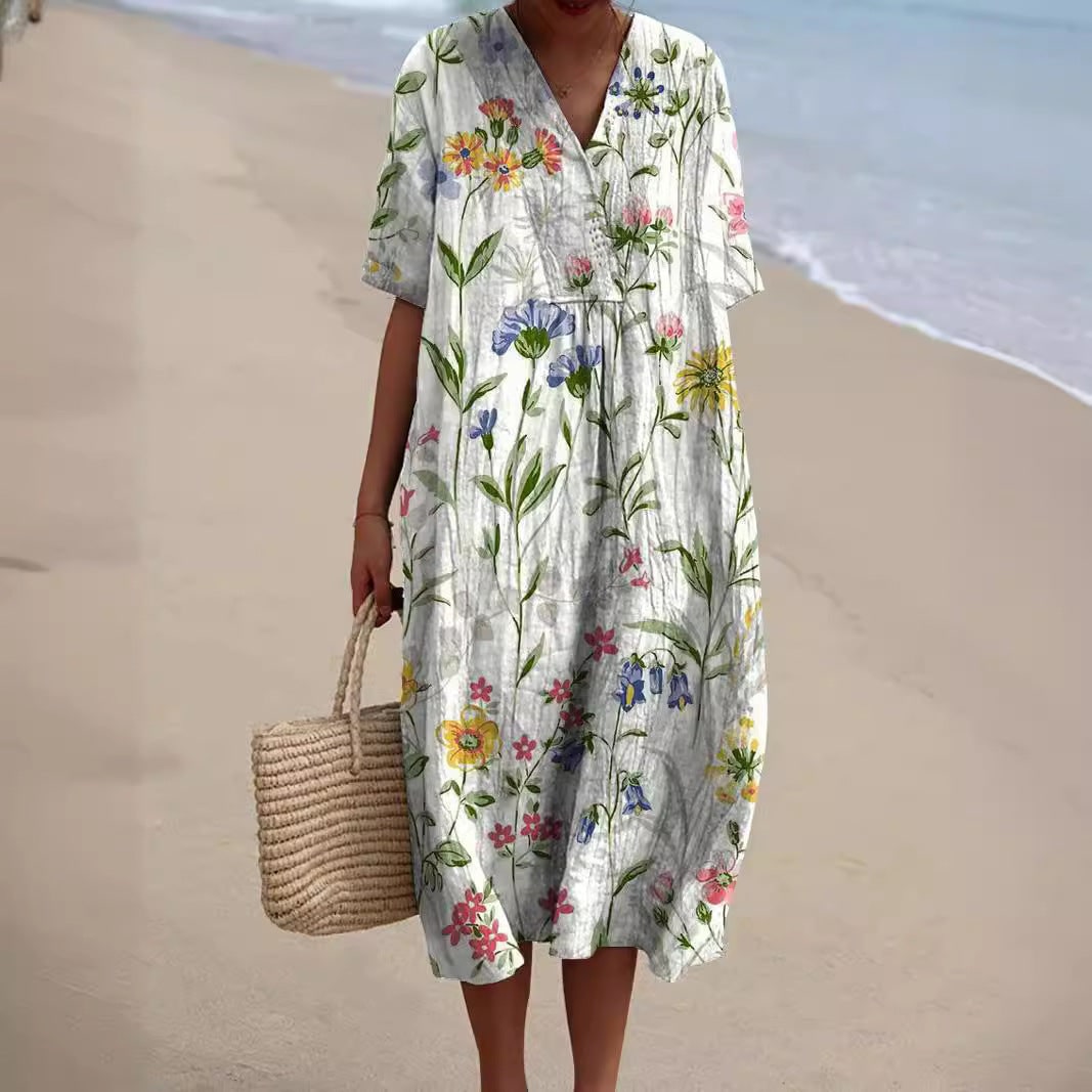 Women's Summer Casual Dress V-Neck | Floral Dress - Image 2