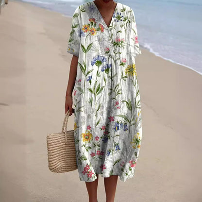 Women's Summer Casual Dress V-Neck | Floral Dress - Image 2