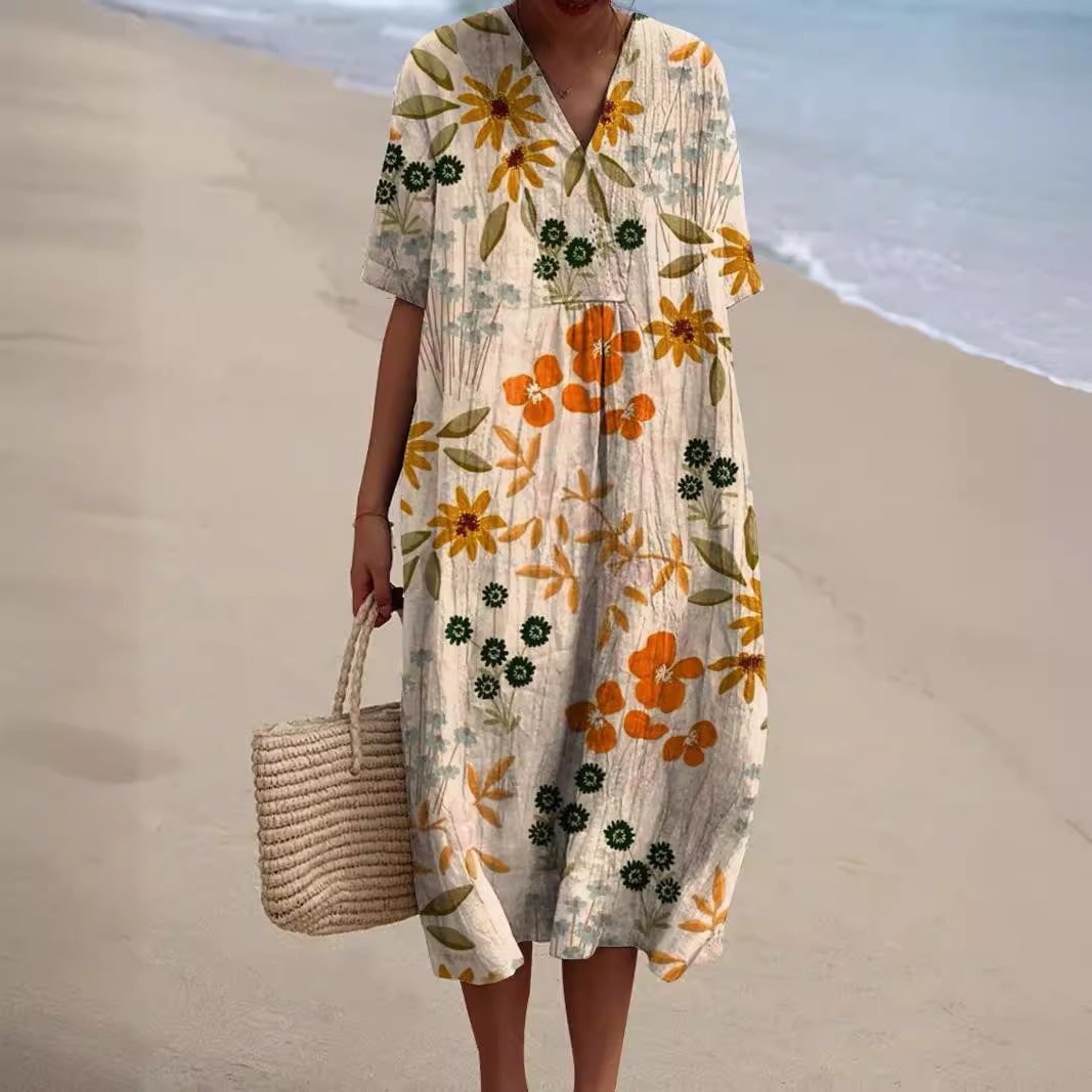 Women's Summer Casual Dress V-Neck | Floral Dress - Image 3