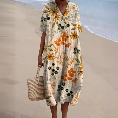 Women's Summer Casual Dress V-Neck | Floral Dress - Image 3