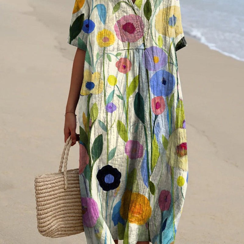 Women's Summer Casual Dress V-Neck | Floral Dress - Image 5