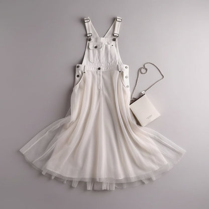 Women's Summer Dress Denim Strap Tulle | Casual Dress