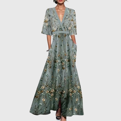 Women's Summer Dress Maxi Floral | V-Neck Sleeveless - Image 2