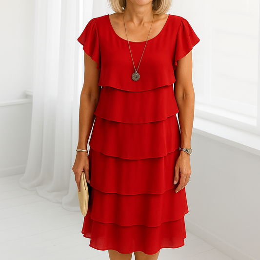 Women's Summer Dress Midi Short Sleeve | Layered Dress - Image 1