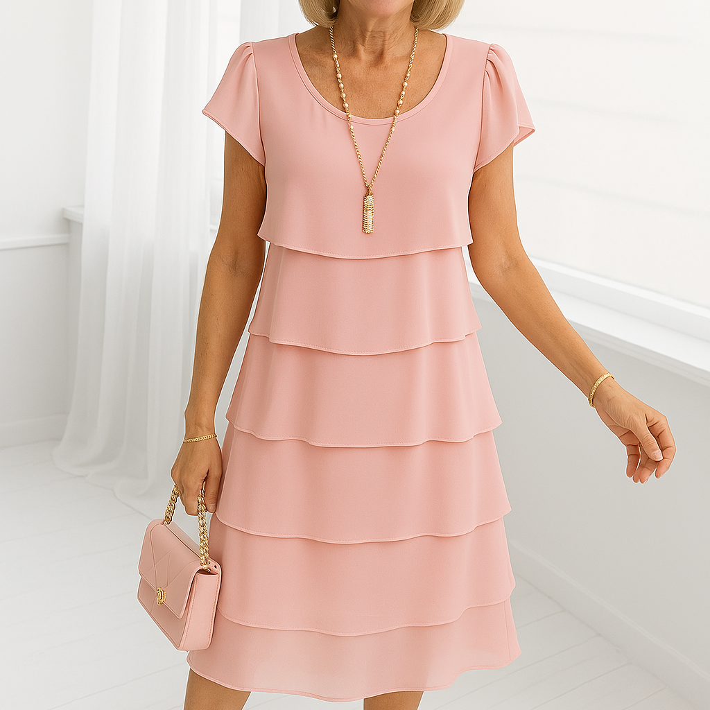 Women's Summer Dress Midi Short Sleeve | Layered Dress - Image 4