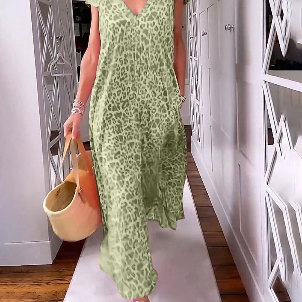 Women's Summer Maxi Dress Pocket Midi | V-Neck Floral - Image 9