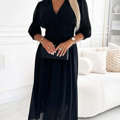 Women's Summer Midi V-Neck Dress | Waist - Image 10
