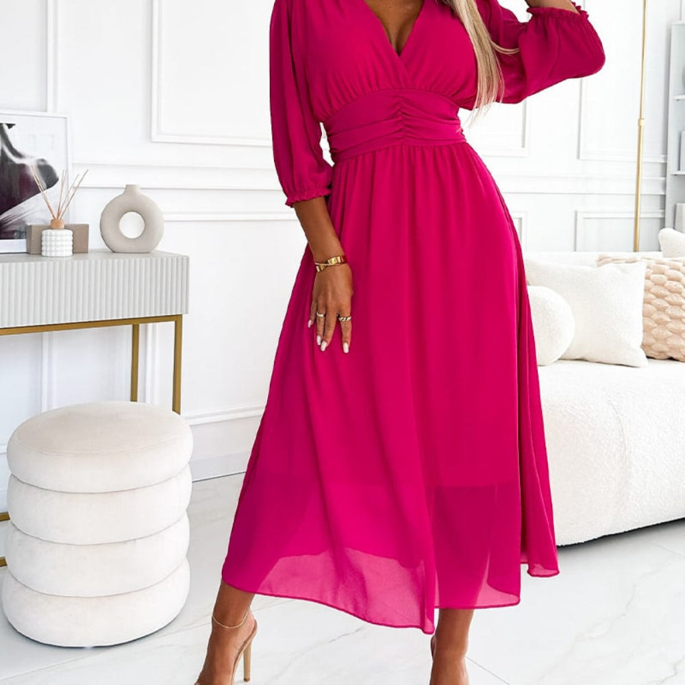 Women's Summer Midi V-Neck Dress | Waist - Image 13