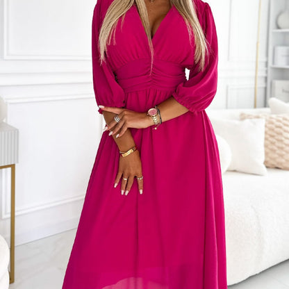 Women's Summer Midi V-Neck Dress | Waist - Image 14