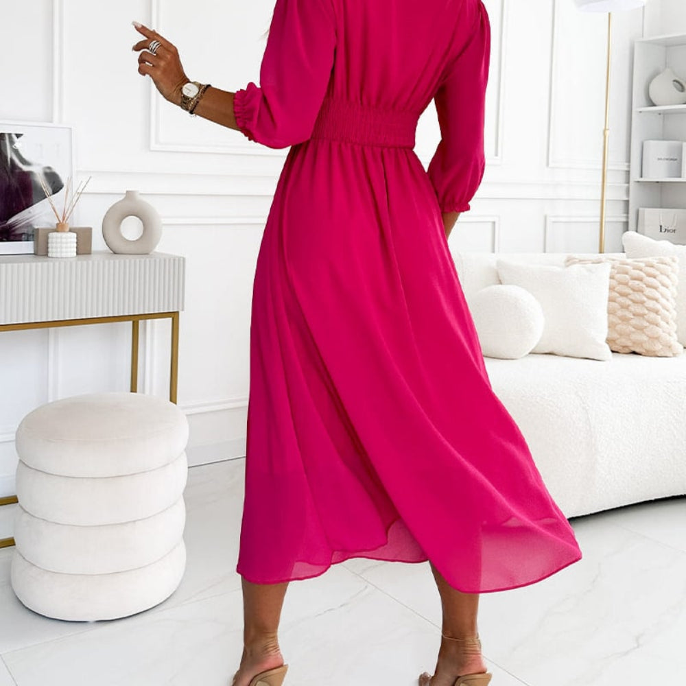 Women's Summer Midi V-Neck Dress | Waist - Image 15